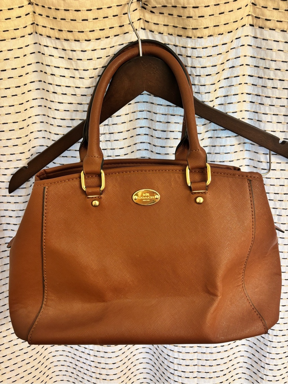 Coach Tan Leather Satchel with Gold Hardware
